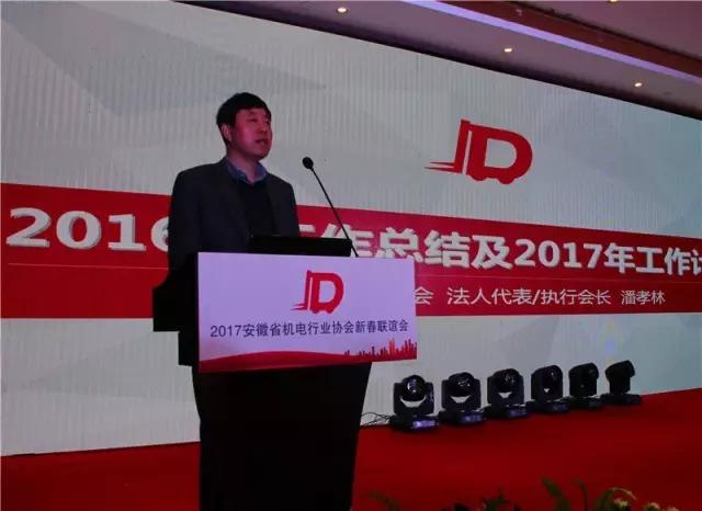安徽省機電行業協會法人代表、執行會長潘孝林做《協會2016年工作總結及2017年工作計劃》